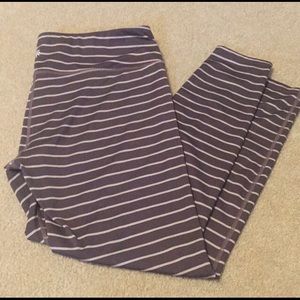 ATHLETA XL Brown Stripe Leggings Yoga Pants Long